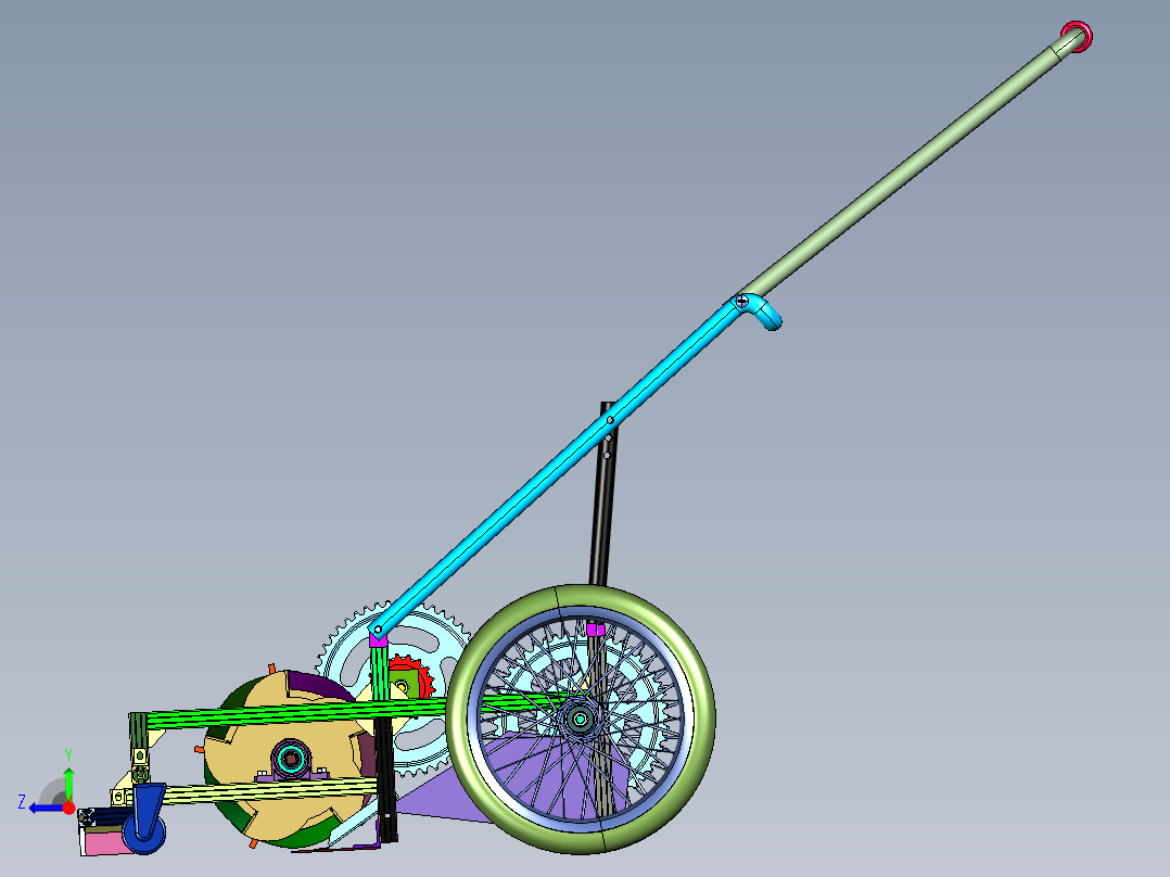 立体小型家用草坪机右视图
