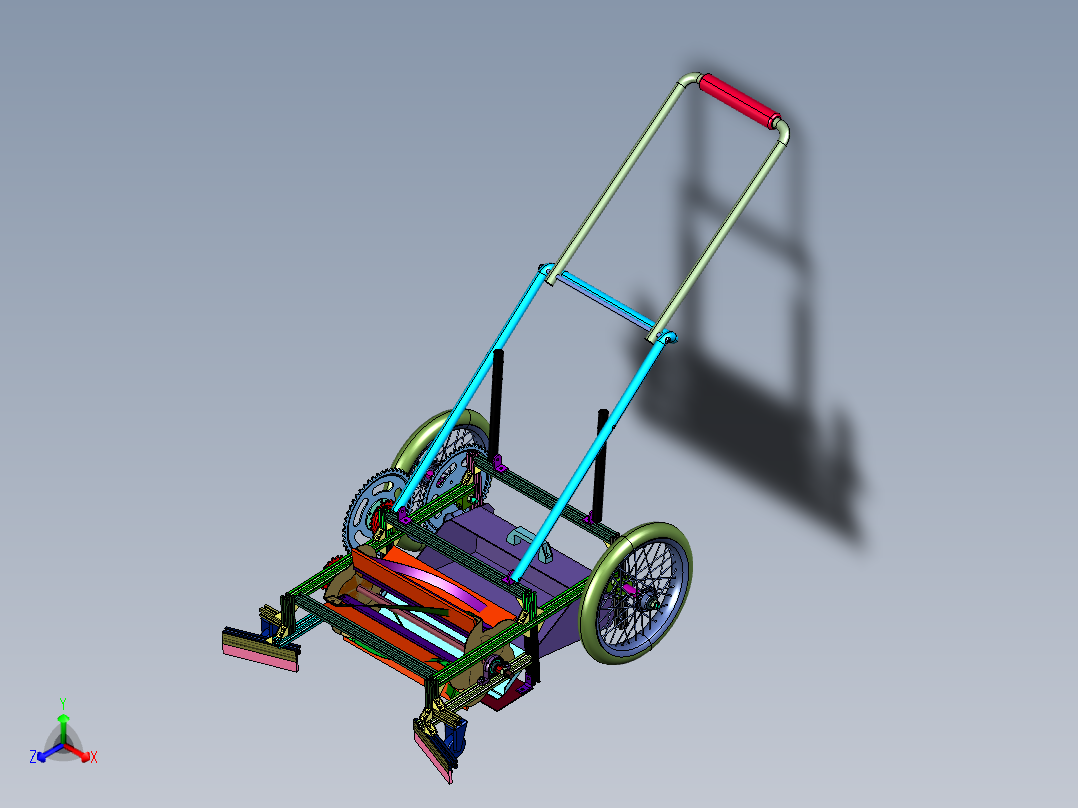 立体小型家用草坪机正等轴测图