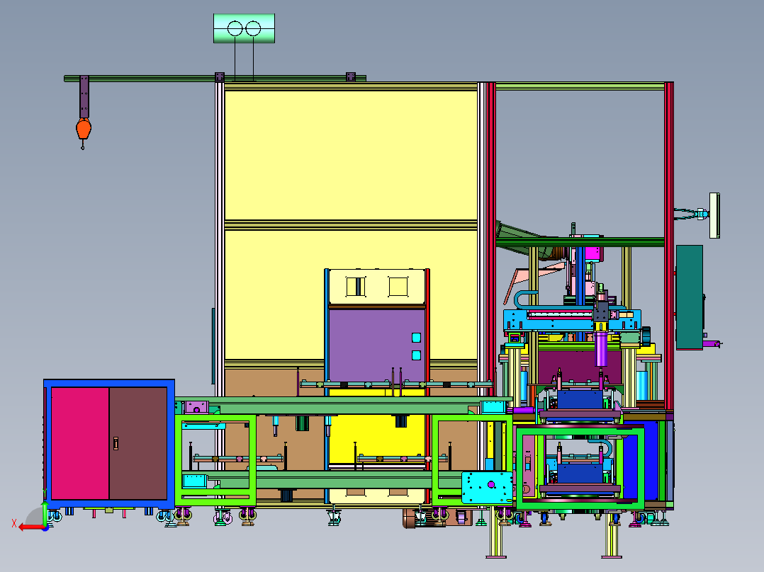 电池组装模组设备的流水线后视图