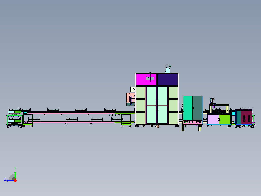 电池组装模组设备的流水线右视图