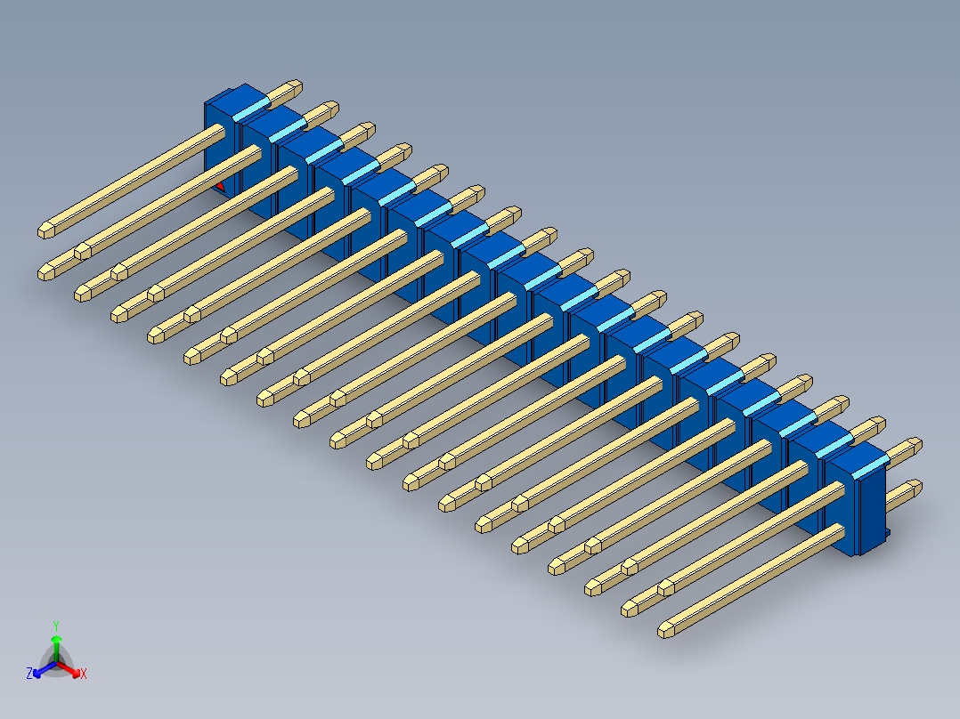彩色公头100mil（2.54mm）系列-DS1021_blue_2x18p_100mil_Type5_rev1.0主视图