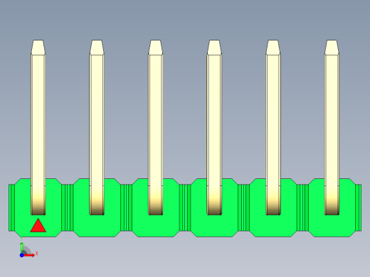 彩色公排针 100mil 2.54mm 系列-DS1022_green_06p_100mil_TypeU_rev1.0前视缩略图