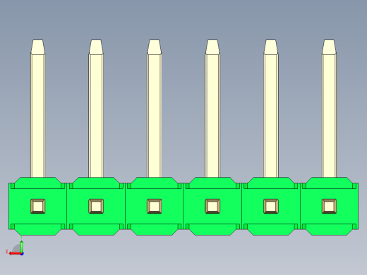 彩色公排针 100mil 2.54mm 系列-DS1022_green_06p_100mil_TypeU_rev1.0后视缩略图