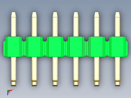 彩色公排针 100mil 2.54mm 系列-DS1022_green_06p_100mil_TypeU_rev1.0俯视缩略图