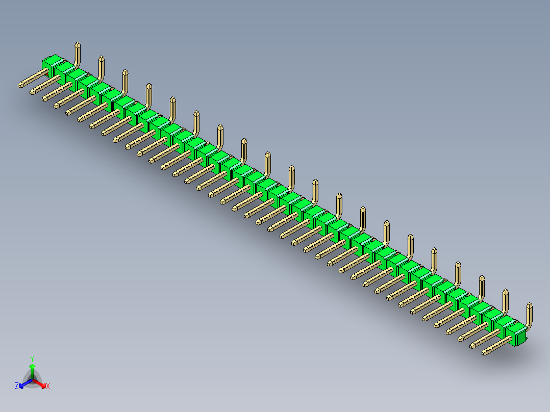 彩色公排针 100mil 2.54mm 系列-DS1022_green_40p_100mil_Type_SMT_R2_rev1.0主视图