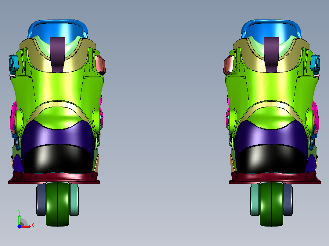 成人旱冰溜冰直排轮轮滑前视图