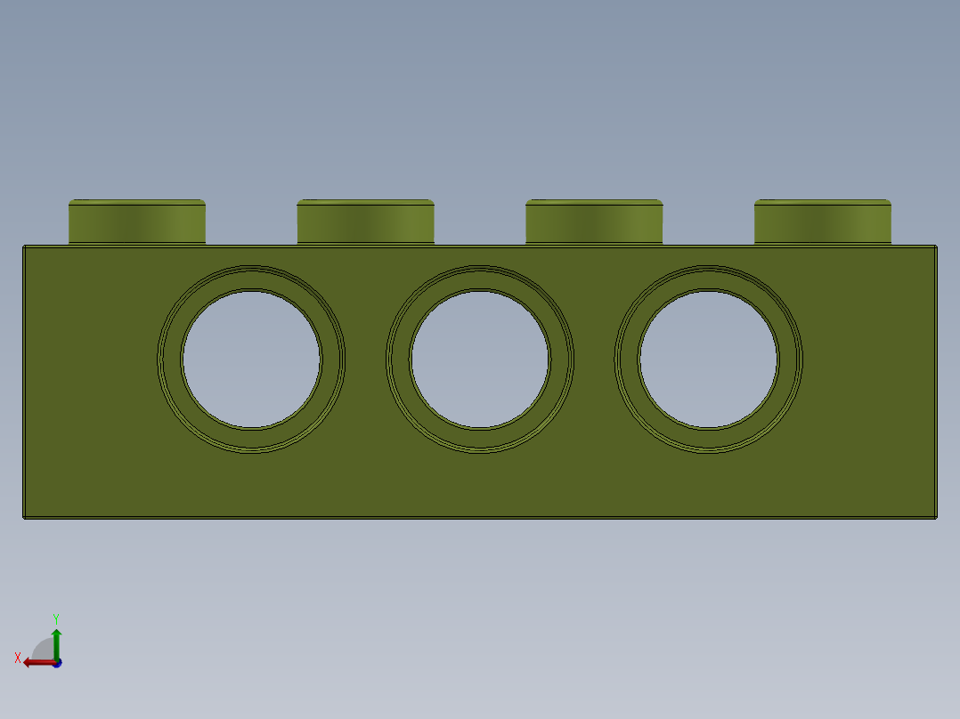 乐高机械组积木（横梁）-3701 Lime - Bright Yellowish Green Technic Brick 1 x 4 with Holes后视图