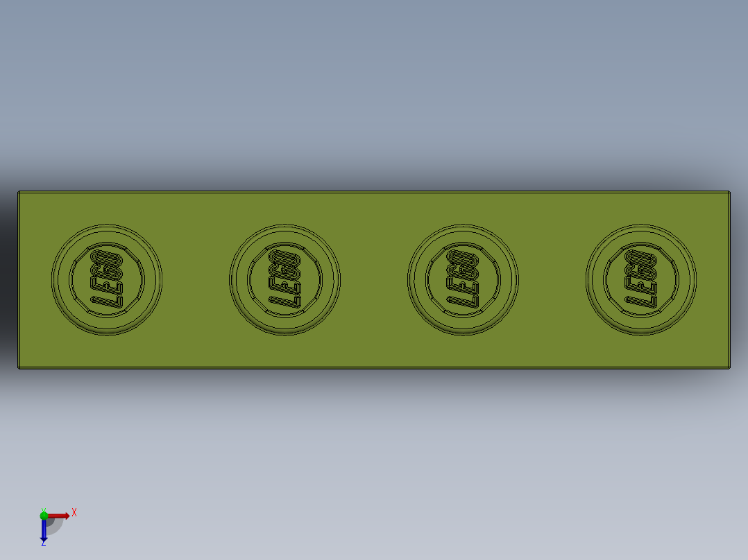 乐高机械组积木（横梁）-3701 Lime - Bright Yellowish Green Technic Brick 1 x 4 with Holes俯视图