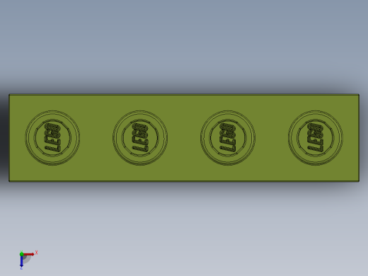 乐高机械组积木（横梁）-3701 Lime - Bright Yellowish Green Technic Brick 1 x 4 with Holes俯视缩略图