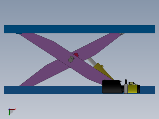 1吨单剪叉液压平台SW三维图前视缩略图