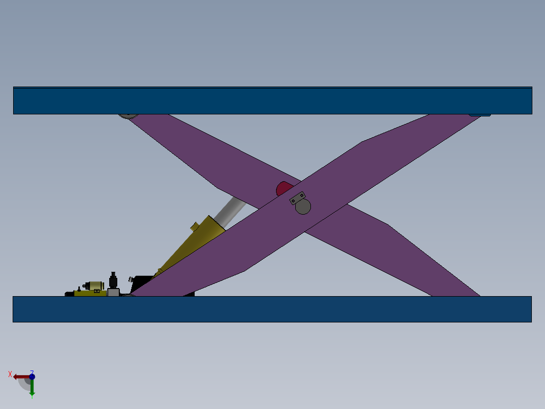 1吨单剪叉液压平台SW三维图后视图