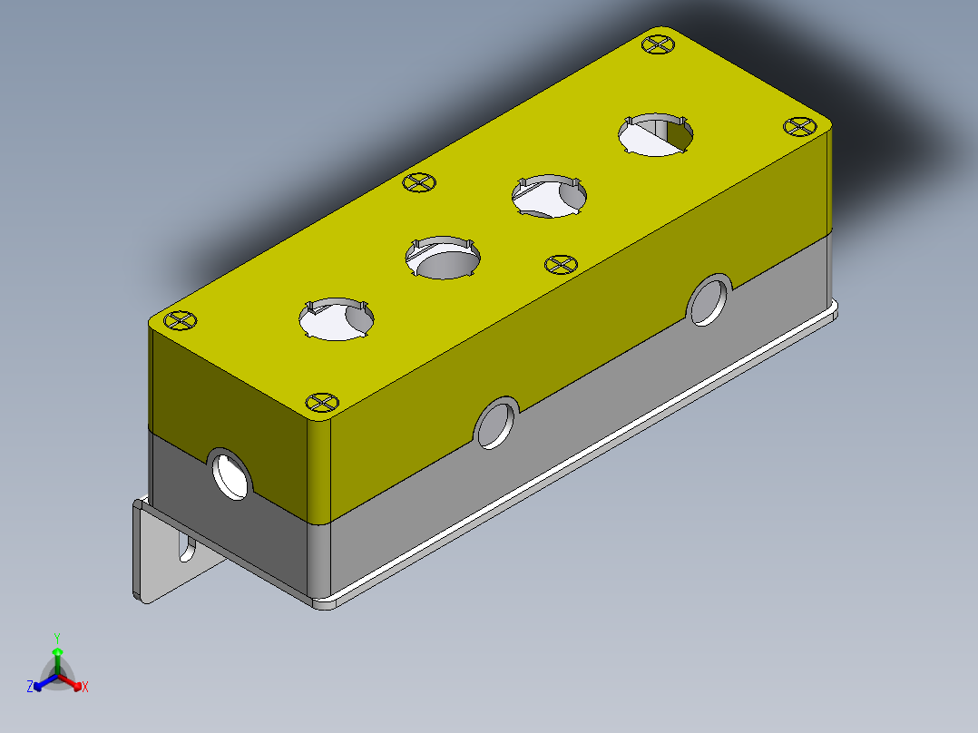 四孔按钮盒组件（天逸）正等轴测图