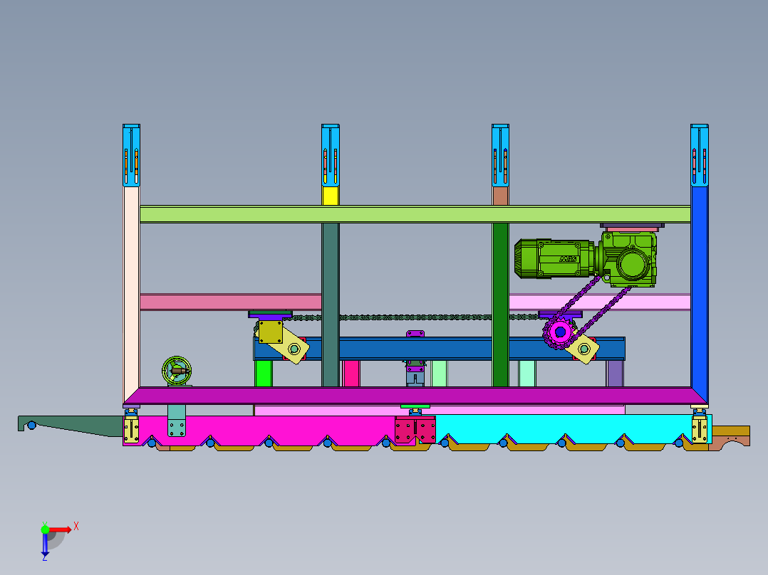 电动驱动的步进送料机构俯视图