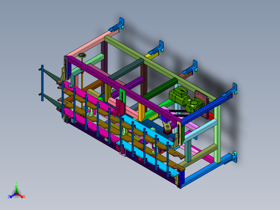 电动驱动的步进送料机构正等轴测图
