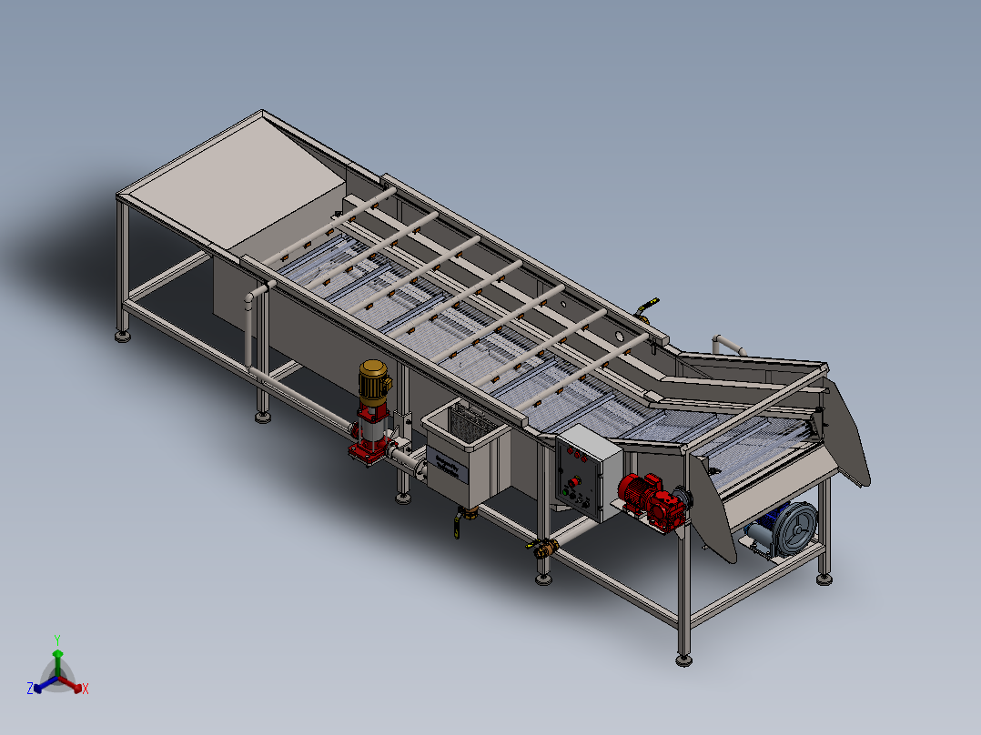 食堂全自动蔬菜水果苹果清洗机洗菜机正等轴测图