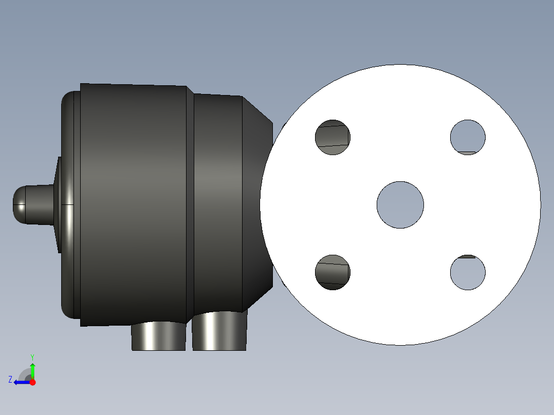 16DKOACCP NC 气动隔膜阀常闭，固定法兰，钻孔ANSI B16.5条款150 FF PVC-C右视图