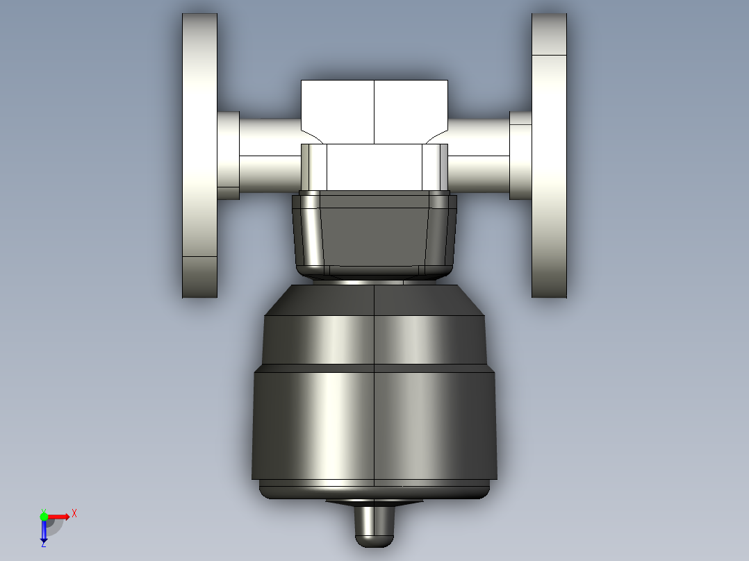 16DKOACCP NC 气动隔膜阀常闭，固定法兰，钻孔ANSI B16.5条款150 FF PVC-C俯视图