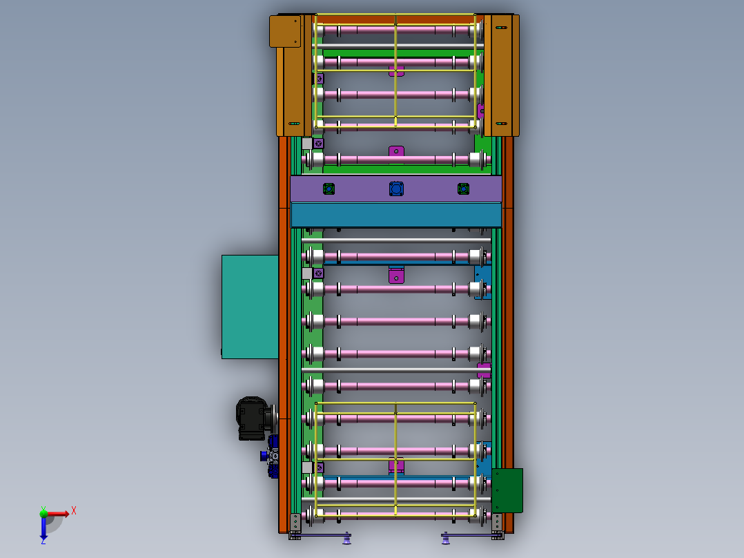 积放滚筒线sw18可编辑俯视图