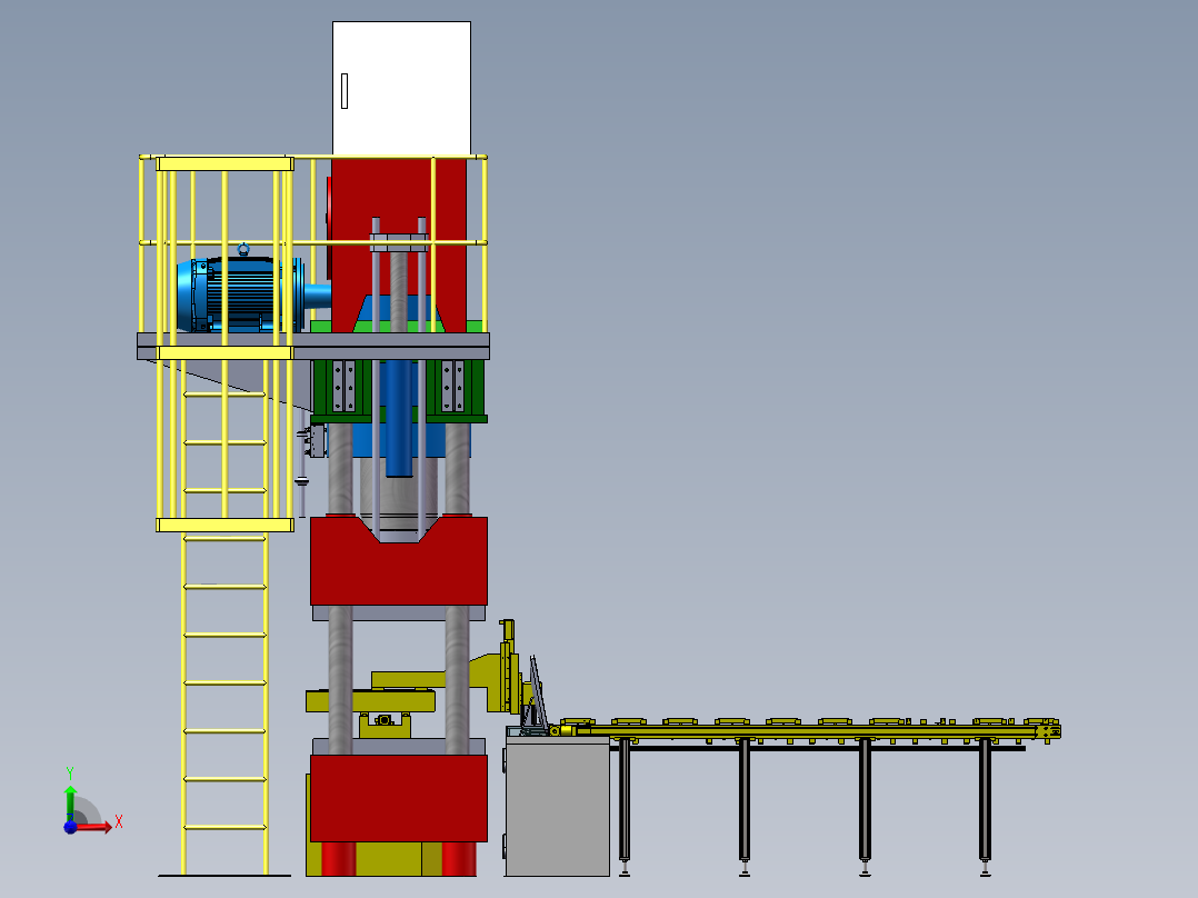大吨位自动冲压生产线sw17可编辑前视图