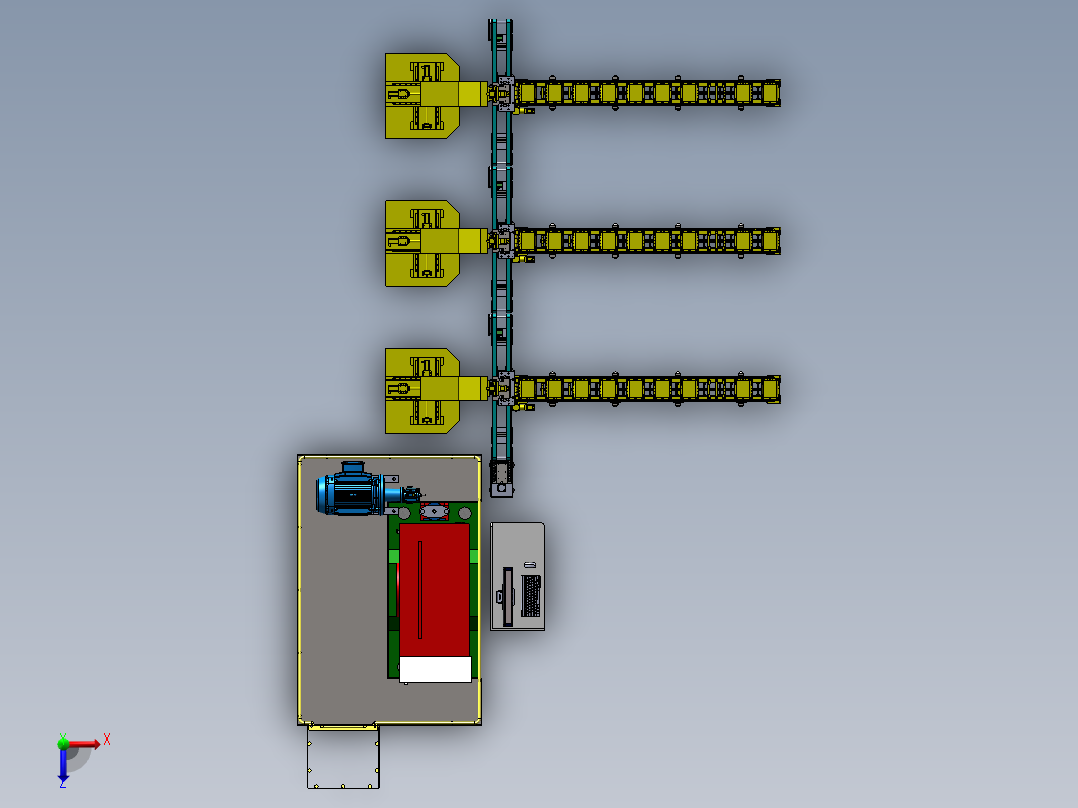 大吨位自动冲压生产线sw17可编辑俯视图