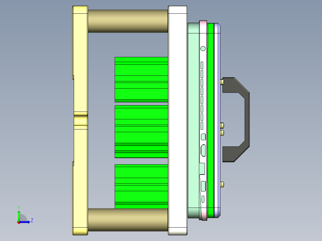 冲压件键盘C壳铣外形C角CNC治具模型左视图