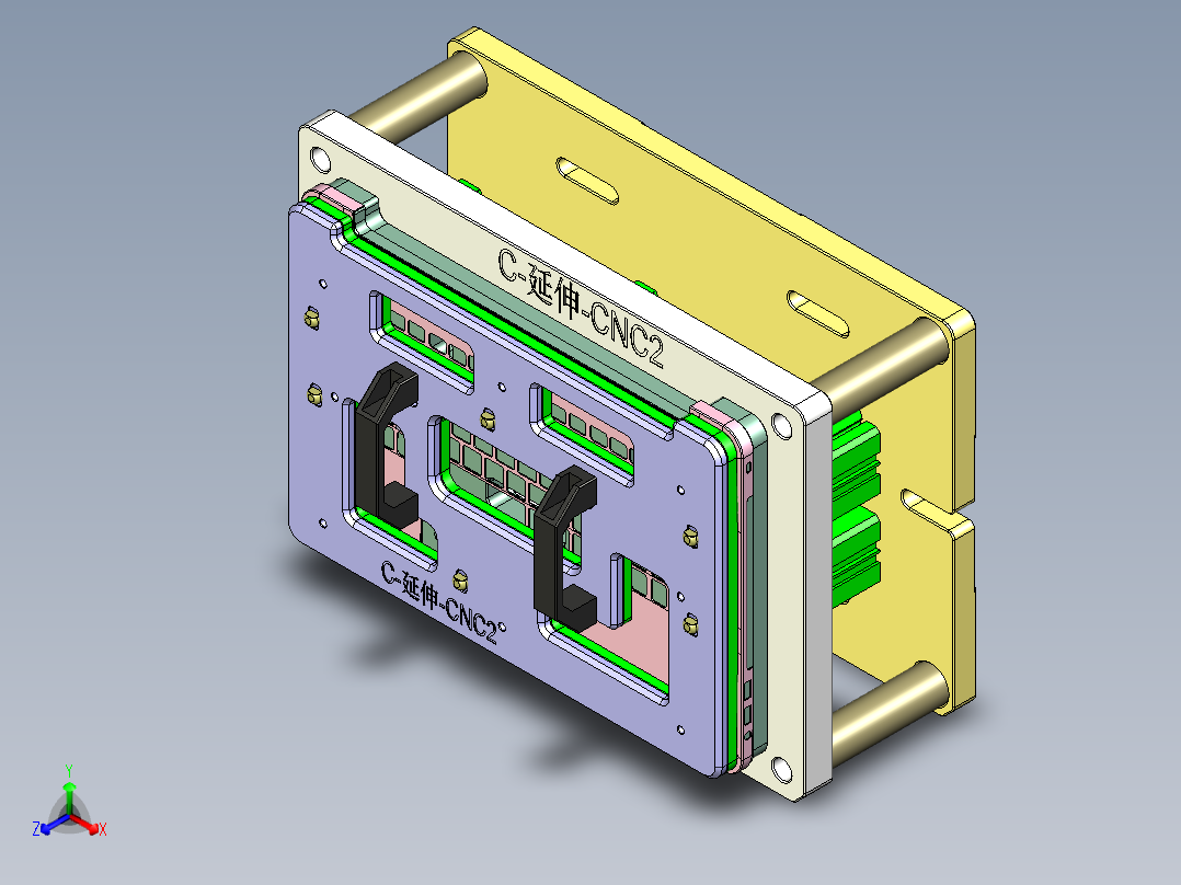 冲压件键盘C壳铣外形C角CNC治具模型正等轴测图