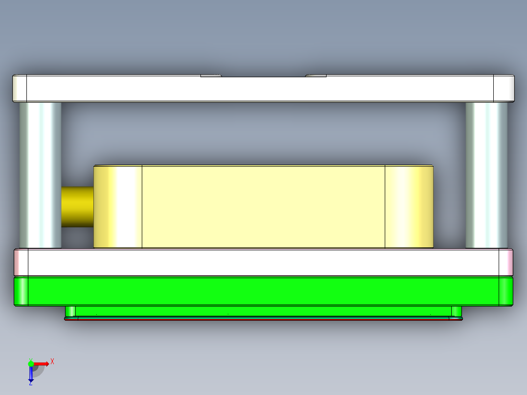 键盘外壳铣四轴侧墙C角治具模型俯视图