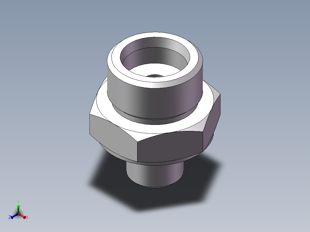 英制管螺纹ED密封、1CB-22-04WD正等轴测图