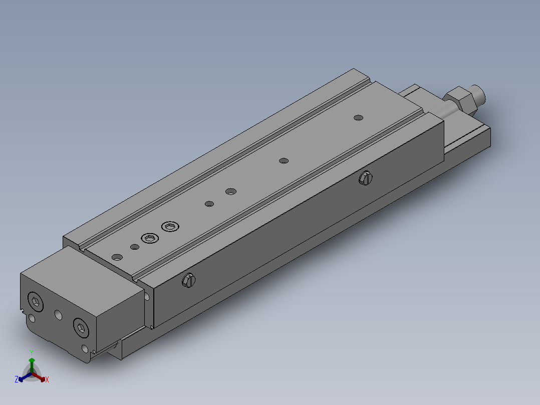 MXQ20 气动滑台（循环式直线导轨）双缸型[MXQ20A-125-ZB5]正等轴测图