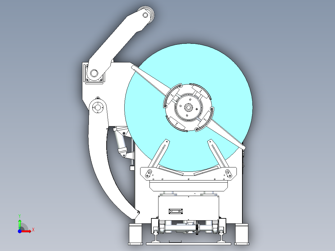 带小车运输卷料自动化开卷机设计前视图