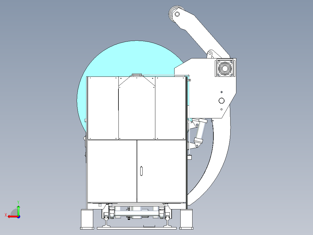 带小车运输卷料自动化开卷机设计后视图