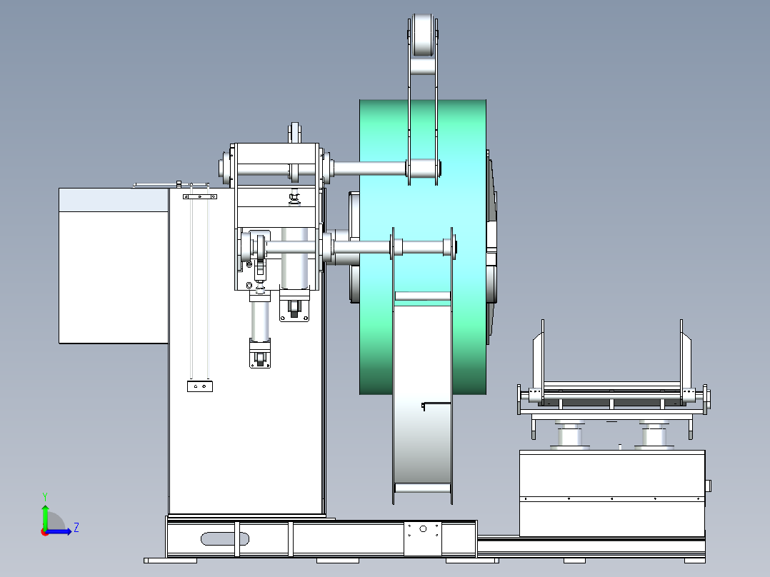 带小车运输卷料自动化开卷机设计左视图
