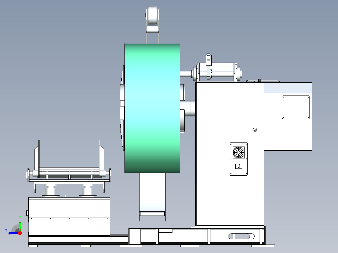 带小车运输卷料自动化开卷机设计右视图