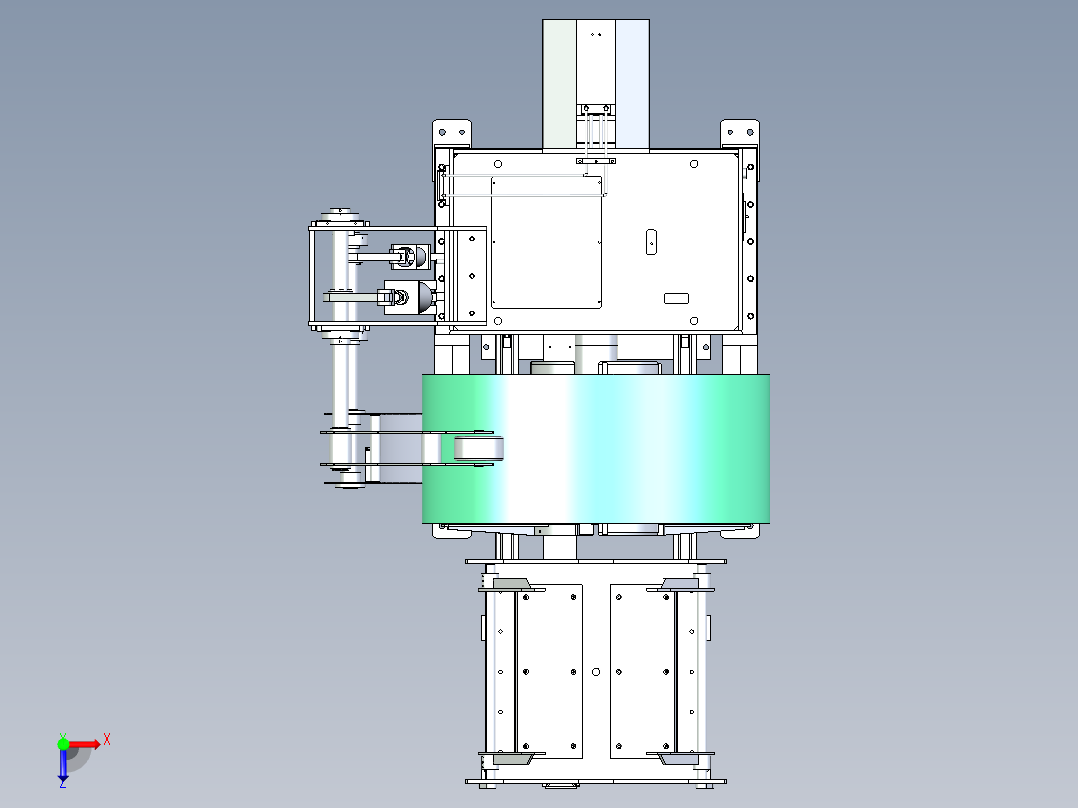 带小车运输卷料自动化开卷机设计俯视图