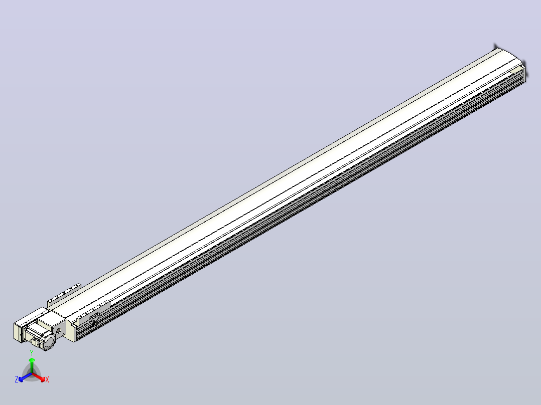 皮带直线轴半封闭可选导轨TPA-HNB-202D-140-L2550-ML-Y-P75-N3正等轴测图