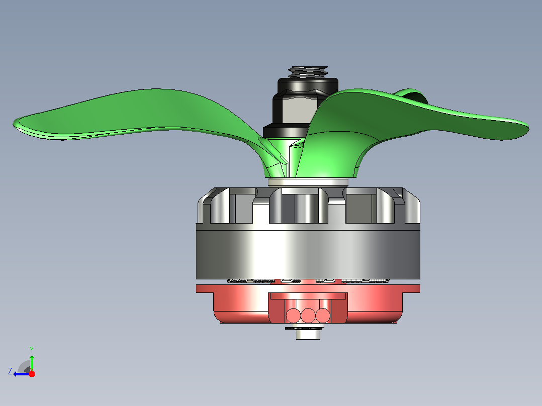 RS2205 2300kv带3叶片支柱马达右视图