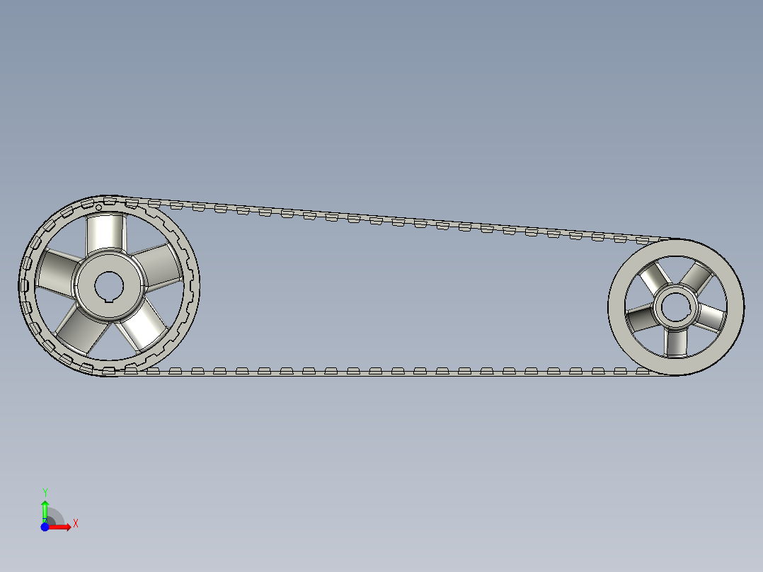 皮带传动3D模型前视图