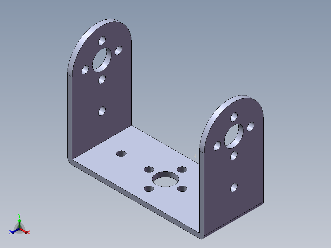 舵机配件短U2正等轴测图