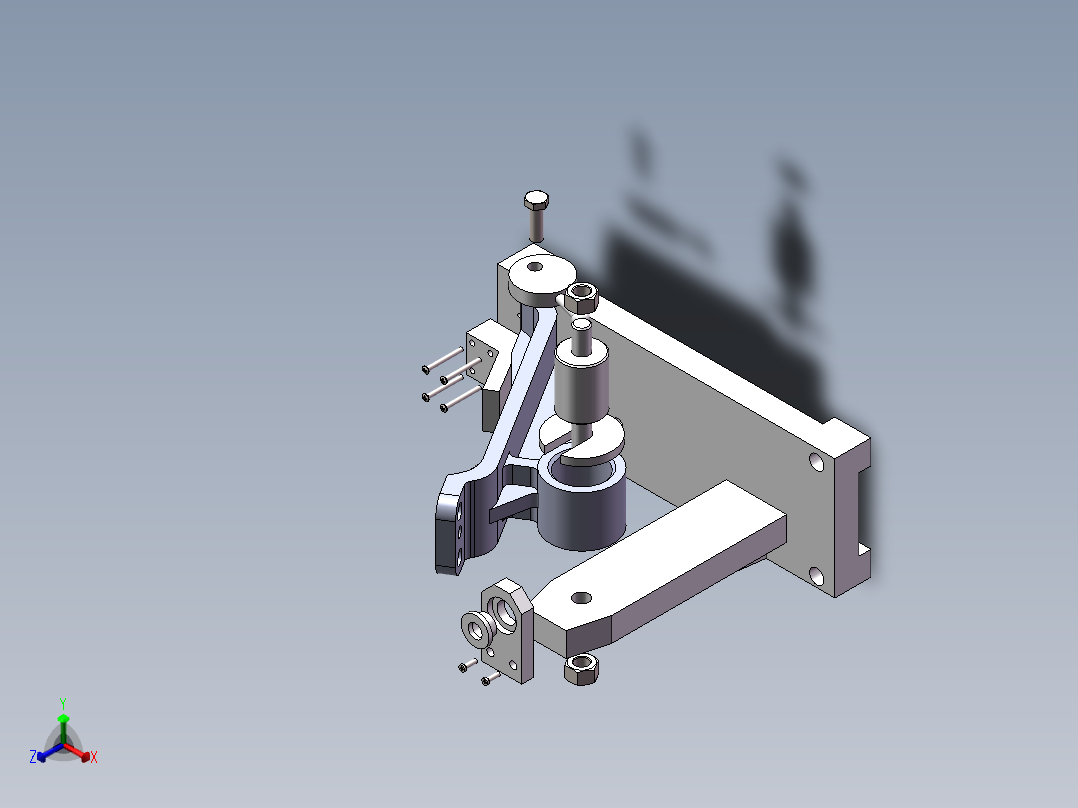 机油泵传动轴支架加工工艺及钻φ11斜孔夹具设计【含三维SolidWorks和UG】正等轴测图