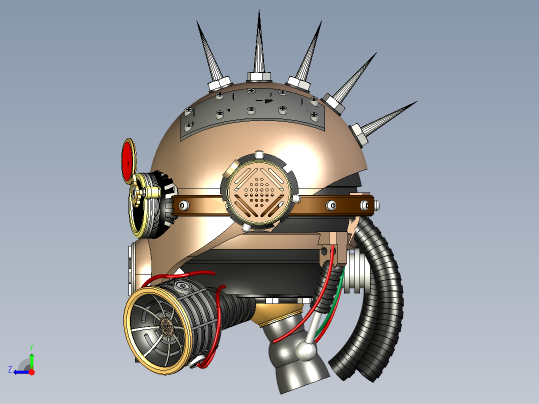 蒸汽朋克头盔右视图