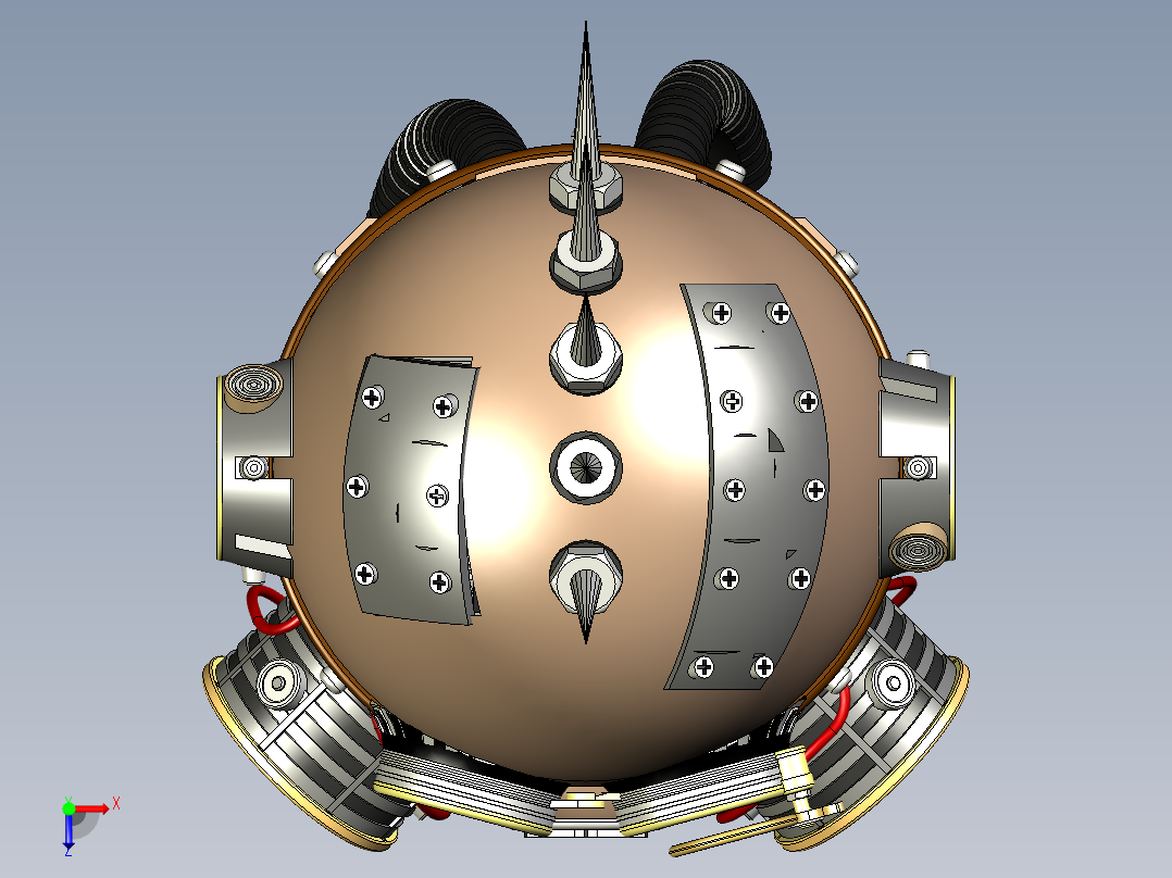 蒸汽朋克头盔俯视图