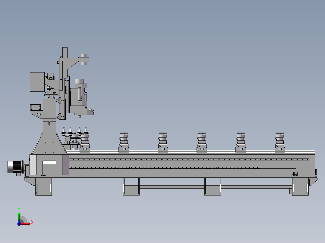 组装门的机械设备前视图