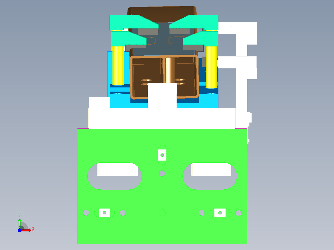 红旗汽车防撞梁气动夹具前视图