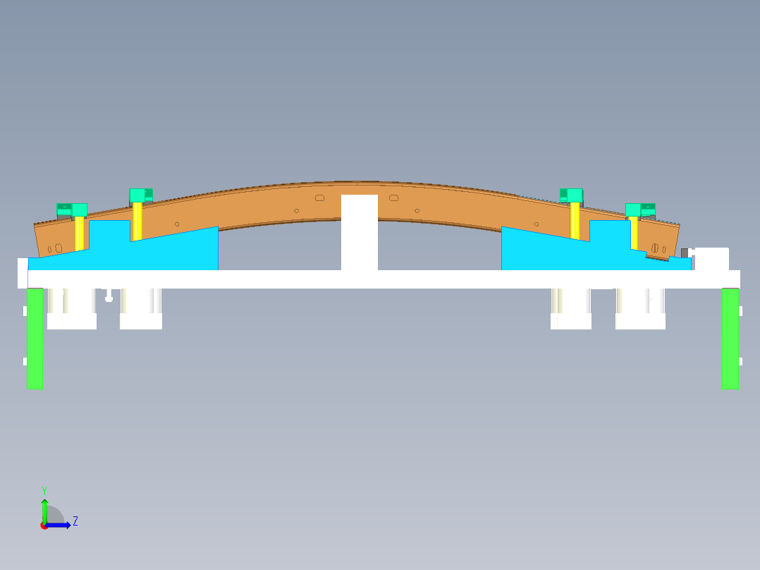 红旗汽车防撞梁气动夹具左视图