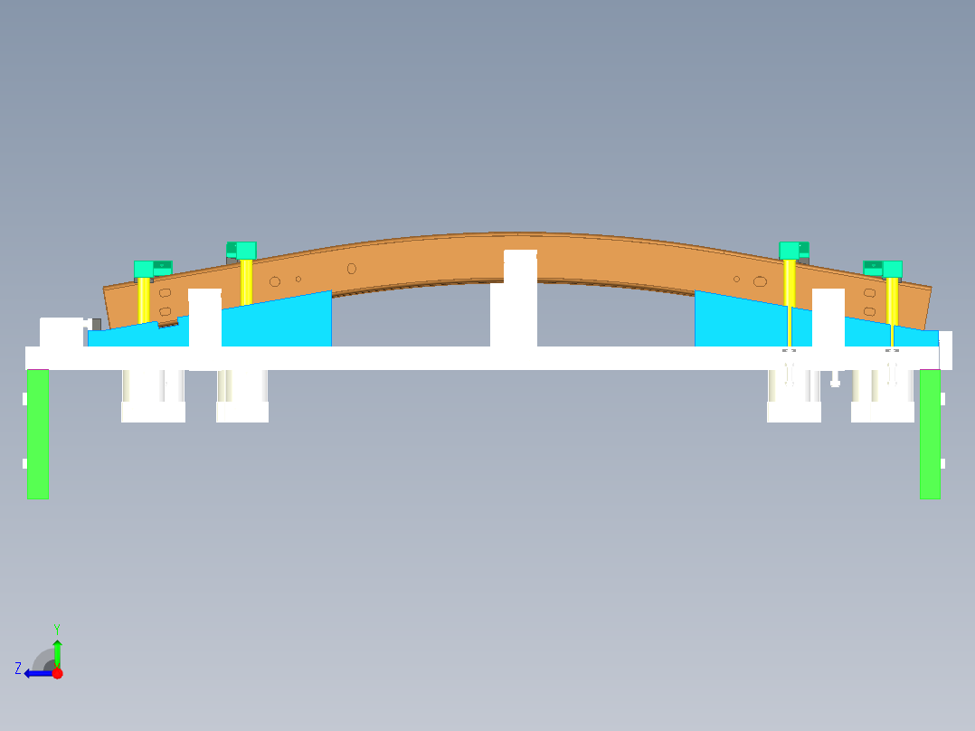 红旗汽车防撞梁气动夹具右视图