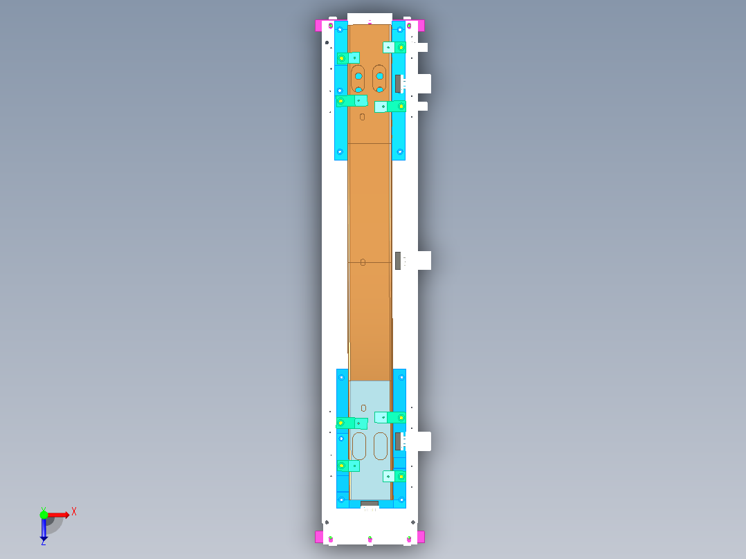 红旗汽车防撞梁气动夹具俯视图