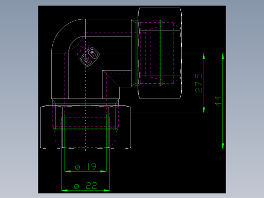 PARKER管接头EO Union elbow W22L71_front