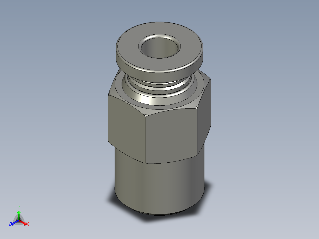 电磁阀接头PC401正等轴测图