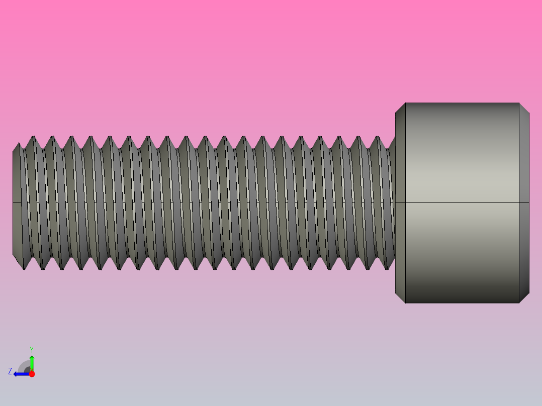 内六角螺钉M14 x 2毫米螺纹40毫米长右视图