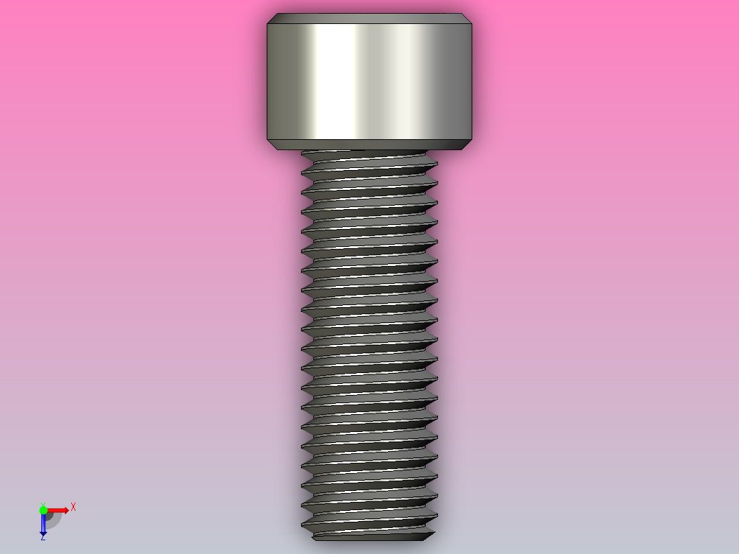 内六角螺钉M14 x 2毫米螺纹40毫米长俯视图